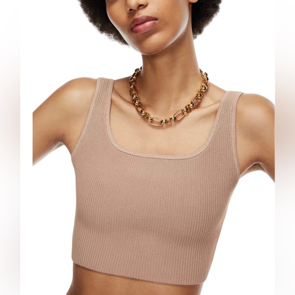 Aritzia, Size Medium, taupe colored sculpt knit squareneck tank top